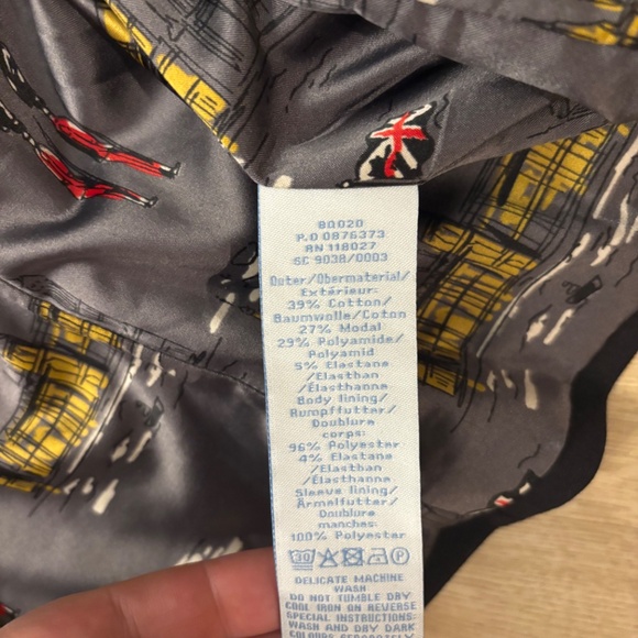 Boden Black Blazer Jacket with Silk London Print Lining - Picture 7 of 8